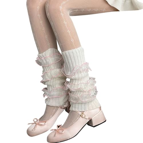 Knit Winter Warm Leg Warmers Long Socks Boot Cuffs Knit Leggings Stockings Lace Trims Knee Warmers Sleeve