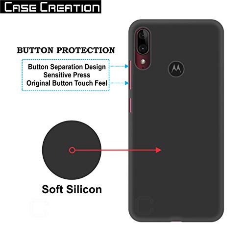 Image of Case Creation for Moto E6 Plus 2019 Back case, Motorola Moto E6 Plus Slim Flexible Smart Look case with 360 Camera All Angle Protection (Pure Black)