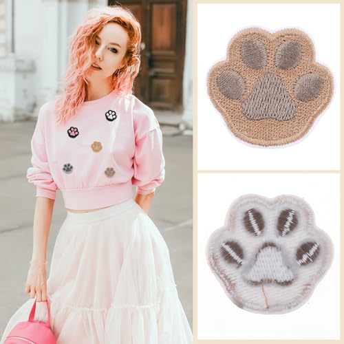 Thinp 14 Stück Bügelflicken Kinder,Bügelflicken Hundepfoten,Bestickte Aufnäher,Pfotenabdruck Patches zum Aufbügeln,Pfote Hund Aufnäher,Flicken zum Aufbügeln,Stoff Zum Aufbügeln,für Kleidung Jeans