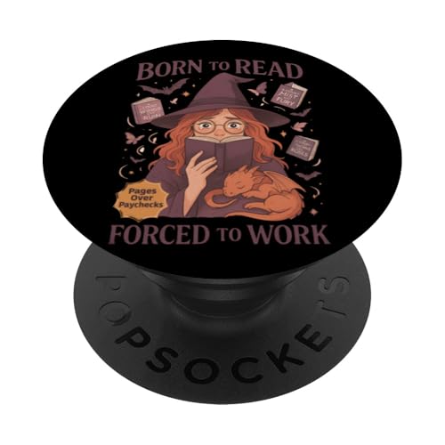 Bruja del libro Nacida para leer Forced to Work PopSockets PopGrip Adhesivo