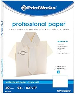 PrintWorks Business Letterhead Paper for Resumes & Business Letters, 24 lb, Ivory Laid