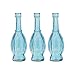 Luna Bazaar Small Vintage Glass Bottle Set (7-Inch, Bulb Design, Turquoise Blue, Set of 3) - Flower Bud Vase Set - For Home Decor and Wedding Centerpieces