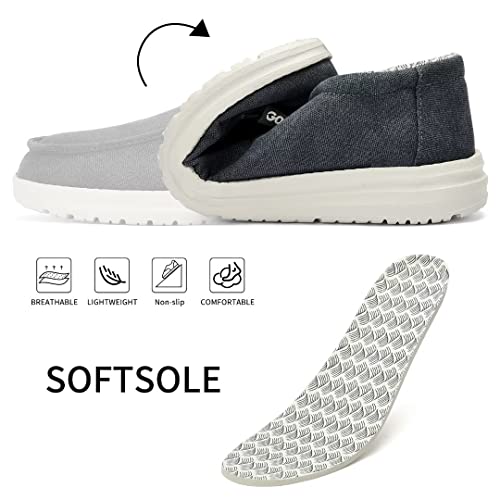 Gqq Mens Slip-On Loafers Casual Shoes - Men Boat Shoes Canvas Lightweight Softsole Comfortable Walking Shoes Navy Blue Size 8 #TOP2