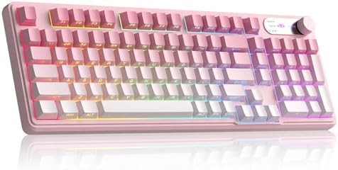 （11:30時点） MageGee GK960 ゲーミングキーボード ワイヤレス・静音キー・RGBトライモード（有線/BT/2.4GHz）・数値キー搭載・4000mAh大容量バッテリー・多機能ノブ・サイド印字PBTキーキャップ・19キー同時押し対応・Win/Mac両対応 (ライトピンク)