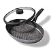 Produktbild Stoneline Smell Well Fischpfanne, Schnitzelpfanne, 35,2 x 24,3 cm, Glasdeckel mit Smell Well Geruchsfilter, Induktion und backofengeeignet, Aluguss, Antihaftbeschichtung mit echten Steinpartikeln