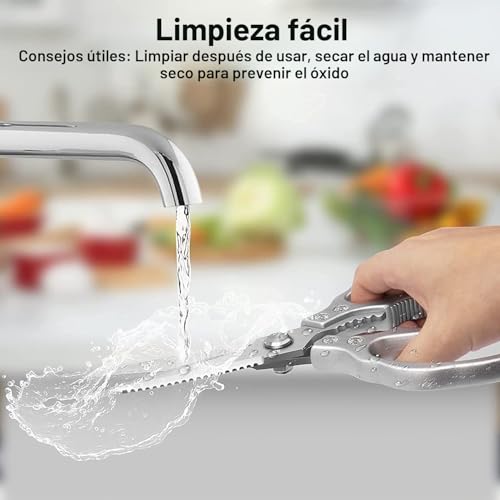 Miniatura 7 de Cgbe Tijeras Cocina, Resistentes, Muy Afiladas, Tijeras Cocina Multifunción Acero Inoxidable, Tijeras Multiusos Para Aves, Carne, Pescado, Huesos, Pollo, Barbacoa, Verduras