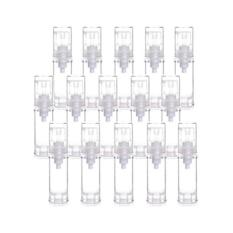 Wresty 15 Pcs Clear Airless Lotion Pump Bottles, 5ml, Transparent, Reusable, Portable, Lightweight, Plastic, Perfect for Foundations, Serums, and More Cover