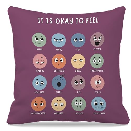 Nogrit Counseling Office Must Haves Pillow Cover, Calming Corner, Mental Health Pillowcase Decor for Home Kids,Mental Health Counselor Gifts, Calming Corner Pillow Covers 18x18 Dark Purple