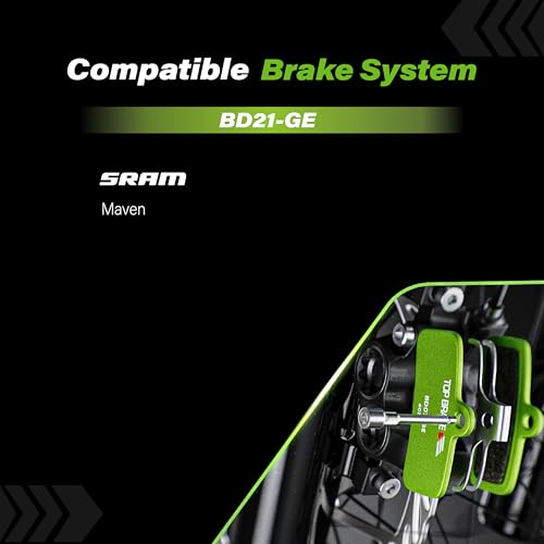 TOP BRAKE Disc Bike Brake Pads Compatible with SRAM Maven X-Large | Graphene Compound, Long-Lasting, Quiet & Smooth | ebike, MTB, eMTB, Downhill, Enduro Race, Bike Park | Green by Top Brake - Image 4