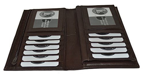 LeatherBoss Checkbook Credit Card Holder With Pull Out Checkbook (Dark Brown) - Thumbnail 5