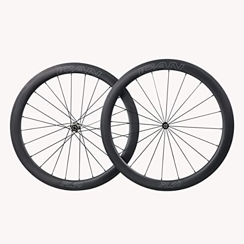 ICAN FL50 Carbon Road Bicycle Wheelset Clincher Tubeless Ready Rim Novatec AS511SB/FS522SB Hub Sapim CX Ray Spokes Only 1470g (Fast & Light Series)