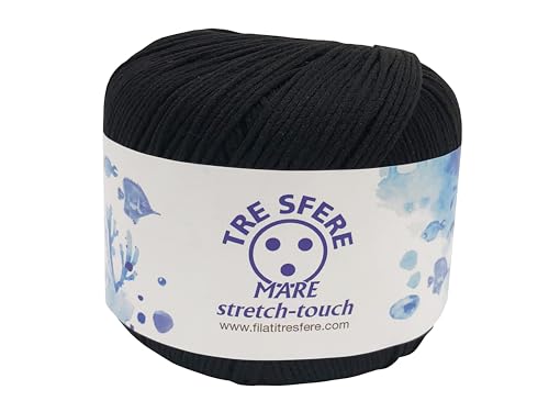 filati italiani Mare Stretch 50g, per Costumi e acreazioni estive (nero - 3)