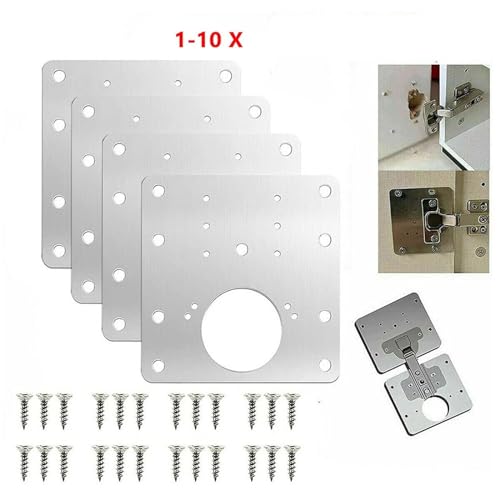 Placa de reparación de bisagras de acero inoxidable de 9x9 cm para gabinetes en color plateado 3