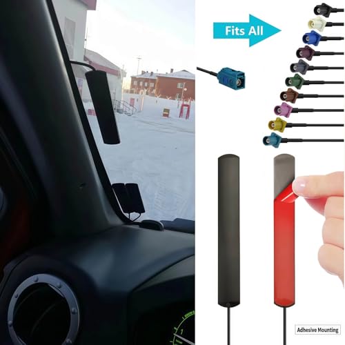 AURUM Dab Antenne Auto, Autoradio Antenne mit DAB+ FM Verstärker, Scheibenantenne Auto Selbstklebend Universal für Auto SUV LKW – 3m Kabel & FAKRA Plug Anschluss