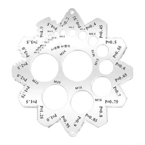 Aetluxery Set di calibri per filettatura metrica e britannica per la misurazione del diametro della vite, passo 24 + 15 misuratori di lunghezza della pinza, identificatore di filettatura grossa e fine