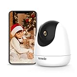 Tenda CP3 Überwachungskamera Innen, 1080p WLAN IP Kamera mit 2-Wege-Audio, 360°/155° drehbar, 12m Nachtsicht, Menschen Bewegungsmelder, Alarms & Push-Nachricht, Haustierkamera für Hund & Katze) Alexa