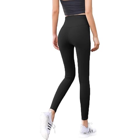 FASH-ICONS Women’s Legging, High Waist Yoga Pants Buttery-Soft Workout Running Tights Black Cover