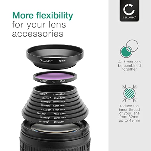 CELLONIC 8-Piece Step Down Ring Set Lens Filter Stepping Down Adapter Ring Mount Adapter Kit 52-49mm, 55-52mm, 58-55mm - Image 3