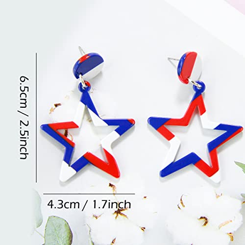 Red White Blue Patriotic Dangle Earrings July 4Th Acrylic Star Stud Earring Jewelry Women Girls Fourth Independence Memorial Day Party Favor Decor Accessories Her Birthday Xmas Gift #TOP6