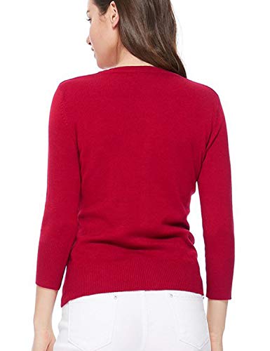 Image of Women's 3 /4 Sleeve Crew Neck Button Down Stretch Knit Cardigan Sweater (S-3XL)