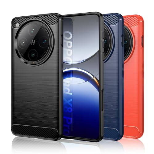 SCL Hülle für Oppo Find X8 Pro - rutschfeste gebürstete Oberfläche mit Carbonfaser-Design stoßfeste TPU-Schutzhülle für Find X8 Pro - Matt Schwarz