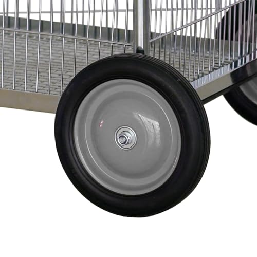 Yeeoy Heavy Duty Wire Mail Cart, Rolling 2 Shelf Basket File Cart with Wheels, 250 Lb Capacity Grocery Cart Utility Cart for Mail Office Room Laundry Shopping - Thumbnail 5