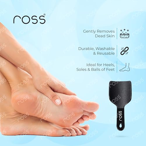Image of Ross Curved Foot File Scrubber - Wide Surface Callus Remover for Cracked Heels & Dead Skin | Pedicure Tool with Anti-Slip Handle & Hanging Loop | Professional Foot Care for Smooth Feet (Black)