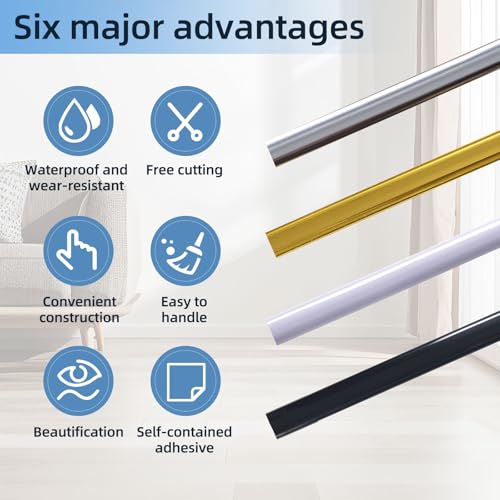 Moldura flexible de 6 m autoadhesiva plateada tipo D de 8 mm 5