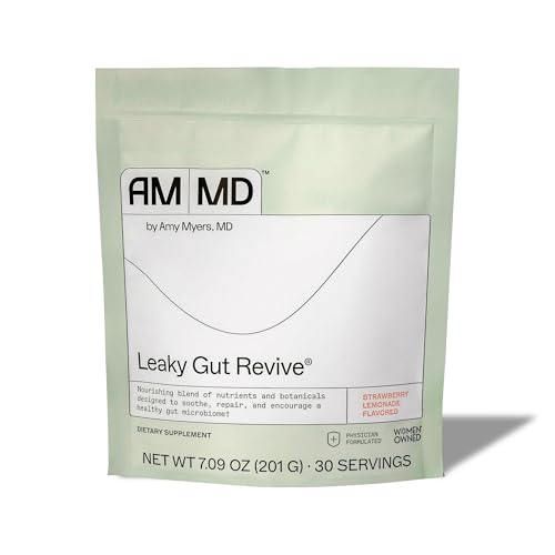 Amy Myers MD Leaky Gut Revive - Gluten-Free & Non-Dairy - Botanical Blend for Healthy Gut Support - GI Health Support with Prebiotic Fiber - Strawberry Lemonade, 7.09 oz (30 Servings)