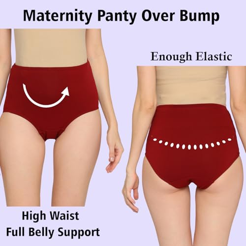 Image of Women's High Waist Soft Comfy Cotton & Breathable Maternity Panty|Pregnancy Panty|Maternity Panties (Pack of 3)