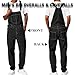 ESDVQ Men's Casual Fashion Washed Loose Denim Bib Pants (US, Waist, 32, Regular, Black)