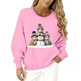 Weihnachtspullover für Damen, lustig, niedliche Katzen, bedruckt, Übergröße, Urlaub, Pullover, Winter, gemütlich, festlich, Übergröße, langärmelig, Weihnachtsbekleidung, kuschelige