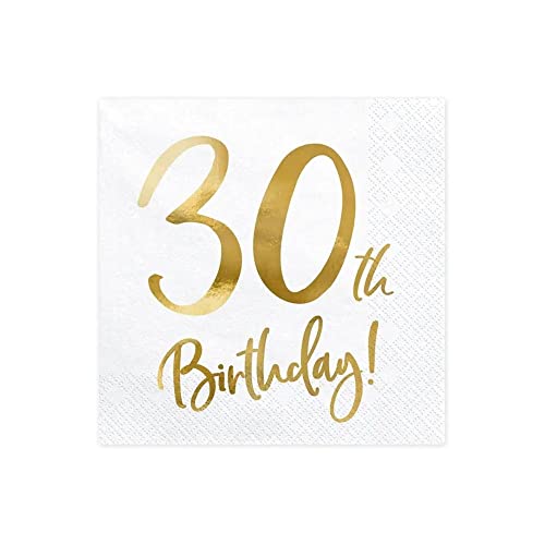 Serviettes en papier d'anniversaire 30 ans d'or pour fêter vos moments