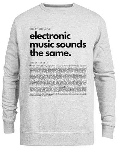 Pull ras du cou musique électronique unisexe gris imprimé drôle