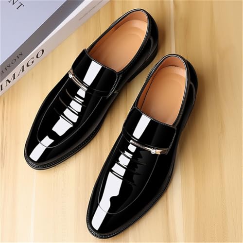 Men's Vintage Patent Leather Dress Loafers Formal Shoes Business Slip On Tuxedo Suit Shoes for Mens Black4