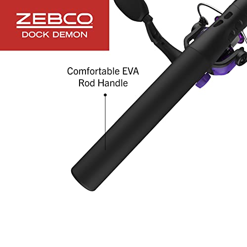 Image of Zebco Dock Demon Spinning Reel or Spincast Reel and Fishing Rod Combo, 30-Inch Durable Fiberglass Rod, QuickSet Anti-Reverse Fishing Reel