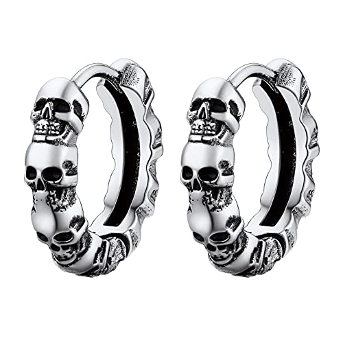 PROSTEEL Pendientes Goticos Hoop Aros de Calaveras Piercing de