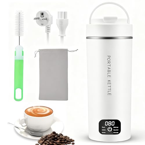 RNPKZ Petite bouilloire électrique de voyage, 450 ml, mini gobelet électrique 3 en 1 avec réglage de la température et fermeture automatique