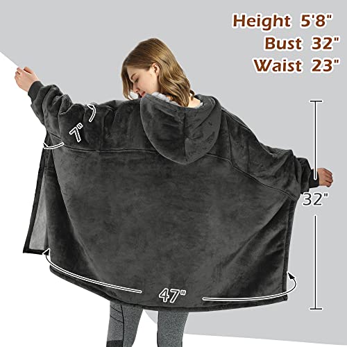 Catalonia Oversized Hoodie Sweatshirt Poncho, Casual Hoodie Cape, Batwing Coat Pullover Blanket | Fluffy Sherpa, Comfortable, Roomy | For Adults Women Men #TOP4