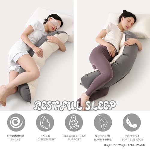 Ailuteie Peallow(Pat. Pend) – Long Round Body Pillow for Adults, Bolster Pillow for Sleeping, Soft and Supportive Pillow for Sleeping & Lumbar Support (Gray-White, 39") by Ailuteie - Image 5