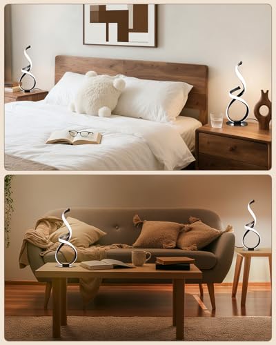 2 Lámparas de Mesa LED en Espiral para Noche Negras miniatura 2