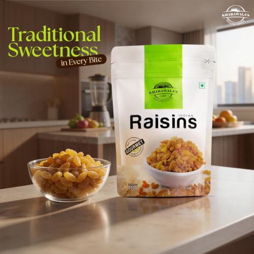 Image of KHARAWALA'S Premium Dried Indian Raisins - Pack of 3 (250gm Each) | Dry Fruits- Indian Kishmish | Rich In Nutiritons