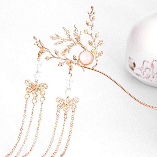 GETNOIVAS Chinese Vintage Pearl Tassel Flowers Hair Stick Hanfu Chinese Chignon Pin Chinese Traditional Headwear Bridal Hair Accessories (style:3)