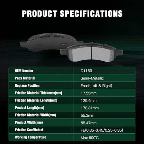 Image of AUTOMUTO 8PCS Front&Rear Disc Brake Pads Set D883 D1169 For Buick Enclave Rainier For Chevrolet SSR Trailblazer Trailblazer EXT Traverse For GMC Acadia Envoy Envoy XL For Isuzu Ascender For Saab 9-7x