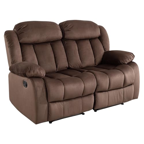 EBELLO Wall Hugger Reclining Loveseat, Classic and 2 Seat Recliner Couch with Overstuffed Arms and Back for Living Room, Bedroom, Daul Recliner Loveseat, Brown - Image 7