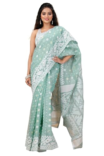 Image of OISHANI SAREE GHOR Women's Traditional Bengal Cotton Silk Soft Jamdani Saree - Beautiful design and Quality - Without Blouse Piece