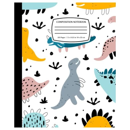 Cute Colorful Dinosaurs: Dinosaur Composition Notebook Journal for Kids, Teens, Adult | 120 Pages | Wide Ruled | 7.5 x 9.82