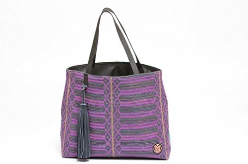 SHANU - ESTELA Women's Reversible Designer Leather and Cotton Shoulder Bag made with Imported Leather and Hand-Woven textile