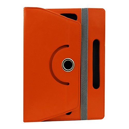 Image of Fastway Rotating Leather Flip Case Cover for Amazon Fire HD 8 Tablet (Orange)
