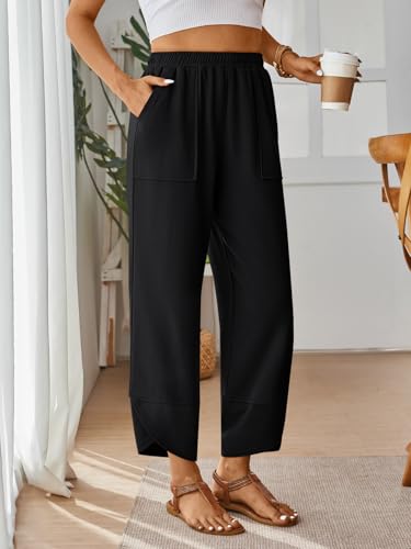 Trendy Queen Women's Wide Leg Pants Summer Capri Palazzo Harem Casual Barrel Sweatpants Baggy Slacks with Pockets3